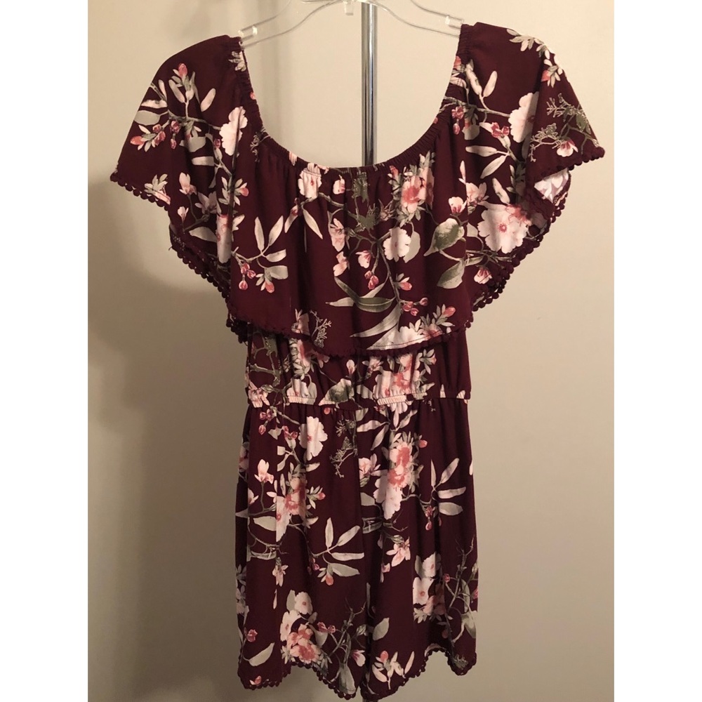 Rue21 Burgundy Flower Romper Size S